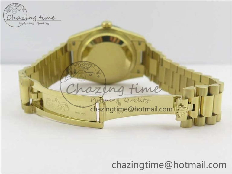 Day-Date 36 YG 128239 Bp Maker Best Edition Green Dial Crystral Markers on YG President Bracelet