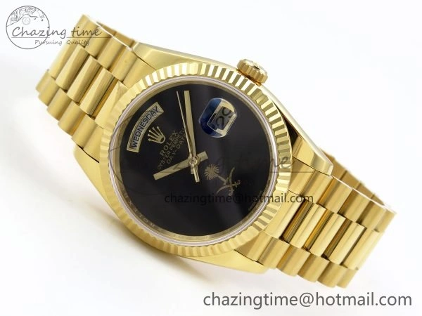 Day Date 36 YG RAF 1:1 Best Edition Black Oman Dial on YG Bracelet A2836