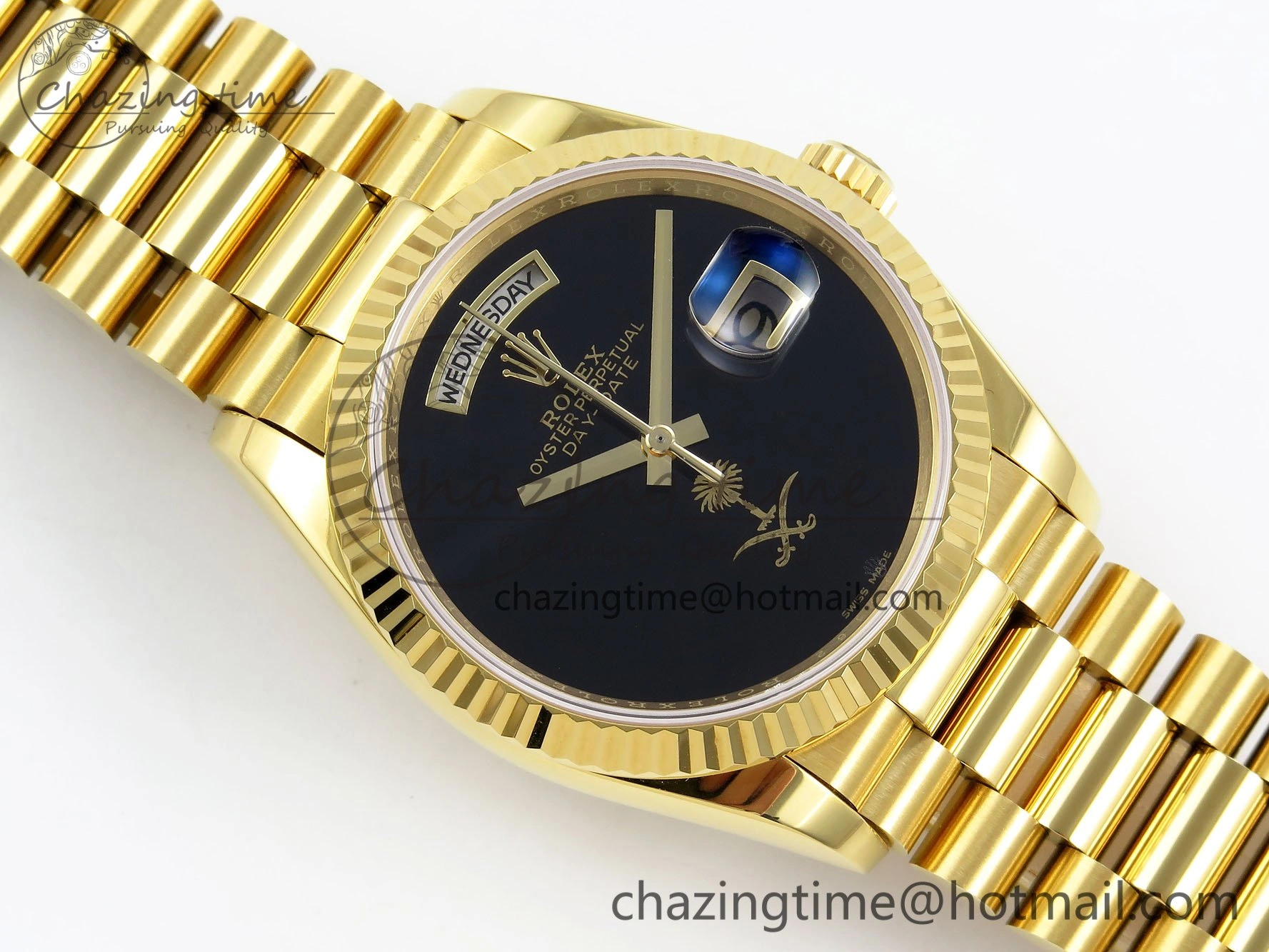 Day Date 36 YG RAF 1:1 Best Edition Black Oman Dial on YG Bracelet A2836