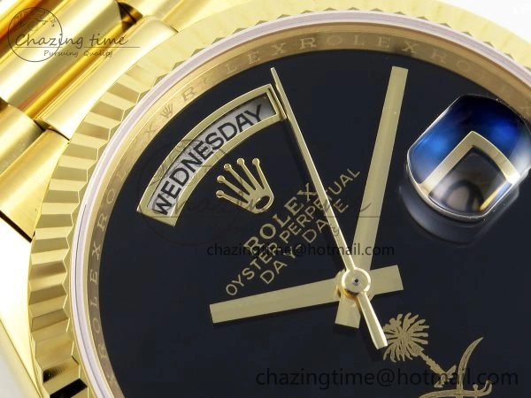 Day Date 36 YG RAF 1:1 Best Edition Black Oman Dial on YG Bracelet A2836