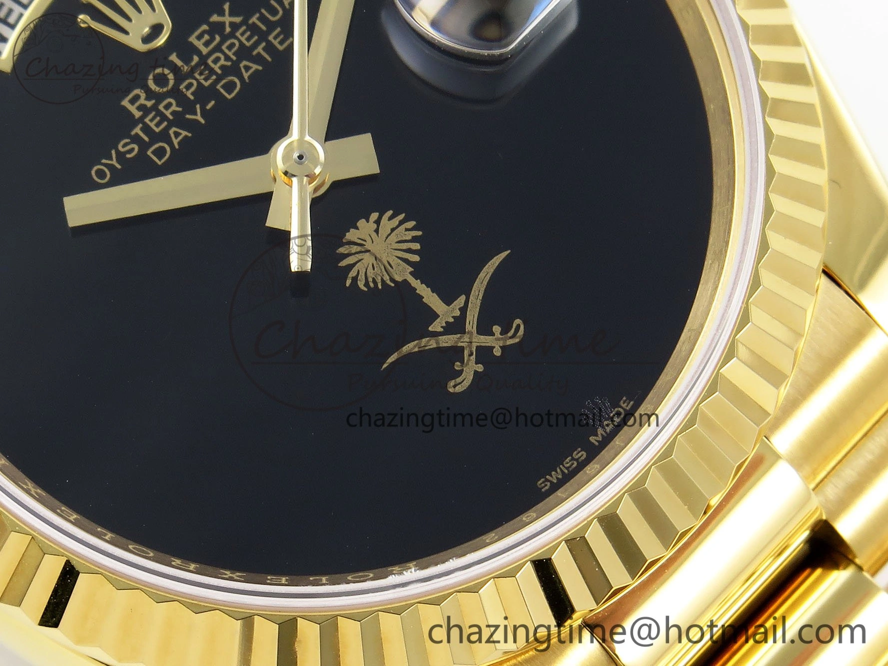 Day Date 36 YG RAF 1:1 Best Edition Black Oman Dial on YG Bracelet A2836