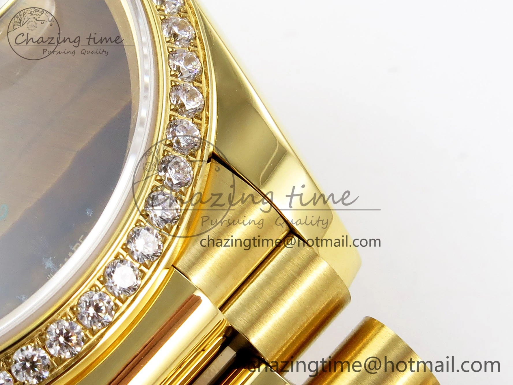 Day Date 36 YG RAF 1:1 Best Edition Brown Oman Dial Diamonds Bezel on YG Bracelet A2836