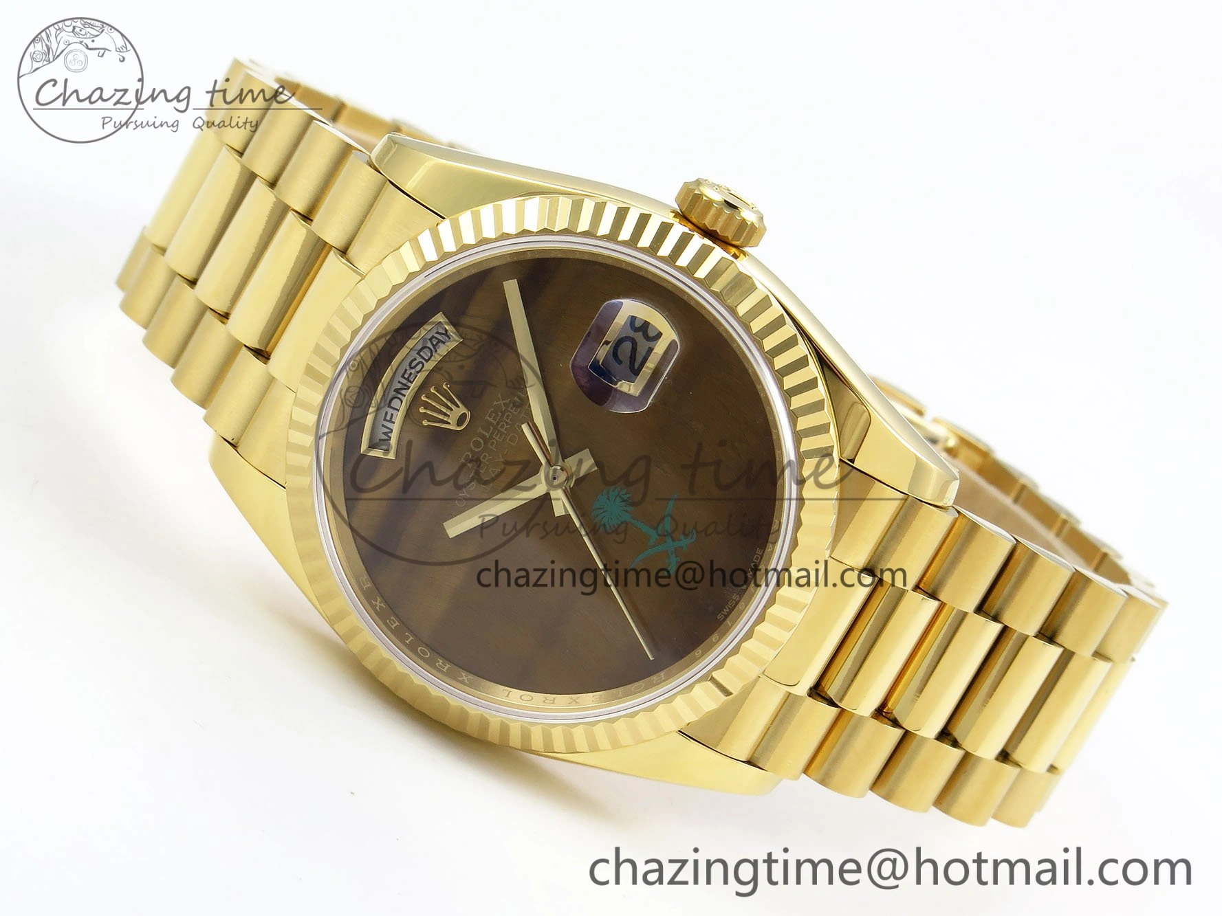 Day Date 36 YG RAF 1:1 Best Edition Brown Oman Dial on YG Bracelet A2836