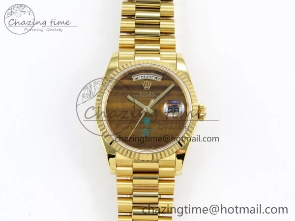Day Date 36 YG RAF 1:1 Best Edition Brown Oman Dial on YG Bracelet A2836