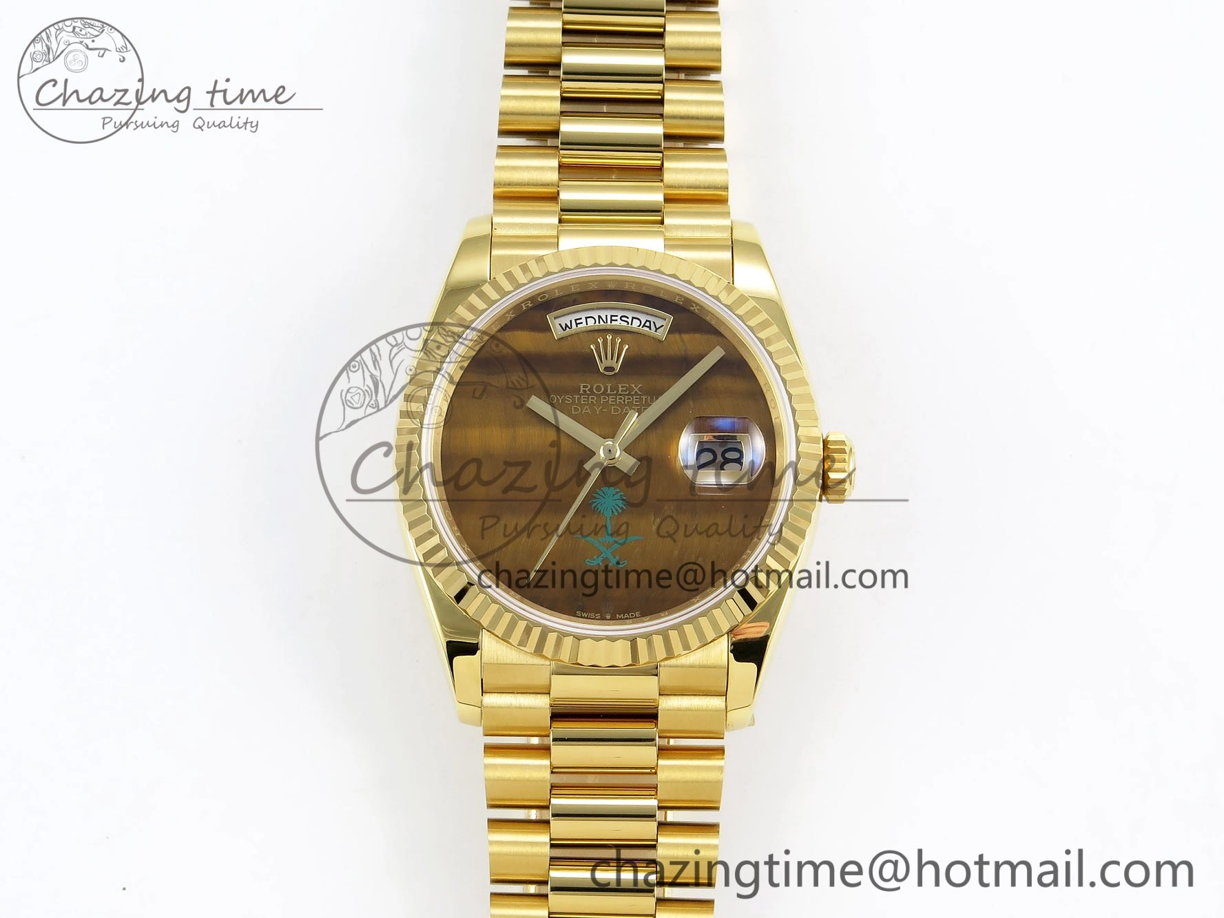 Day Date 36 YG RAF 1:1 Best Edition Brown Oman Dial on YG Bracelet A2836