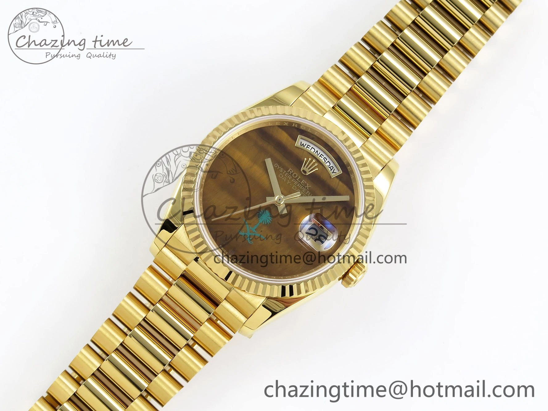 Day Date 36 YG RAF 1:1 Best Edition Brown Oman Dial on YG Bracelet A2836