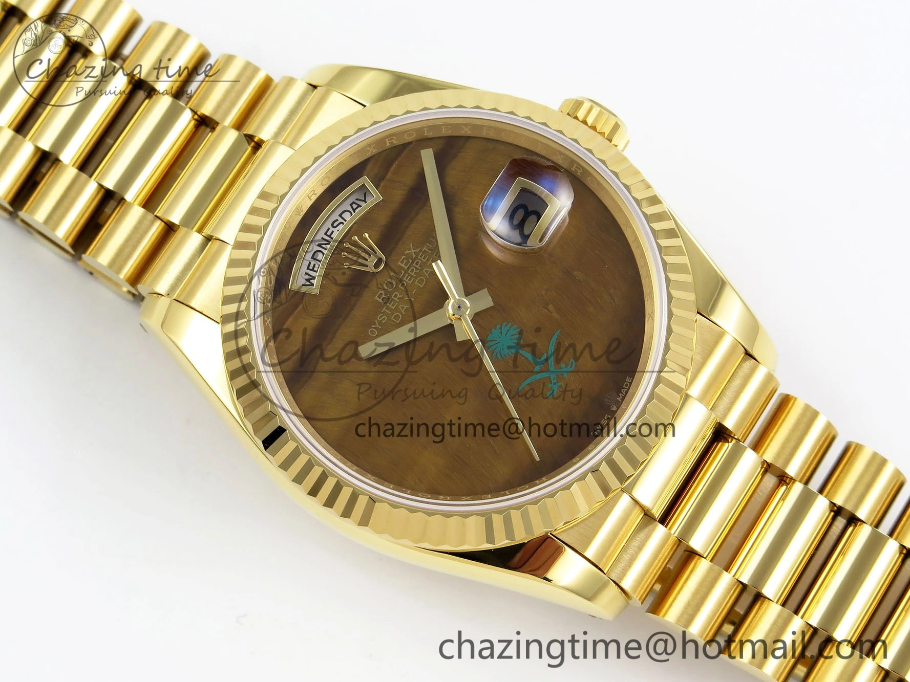 Day Date 36 YG RAF 1:1 Best Edition Brown Oman Dial on YG Bracelet A2836