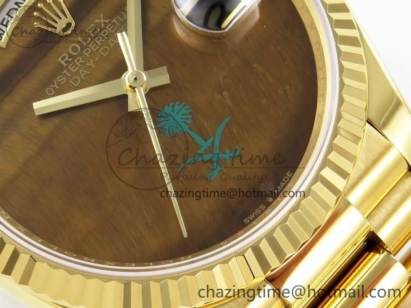 Day Date 36 YG RAF 1:1 Best Edition Brown Oman Dial on YG Bracelet A2836