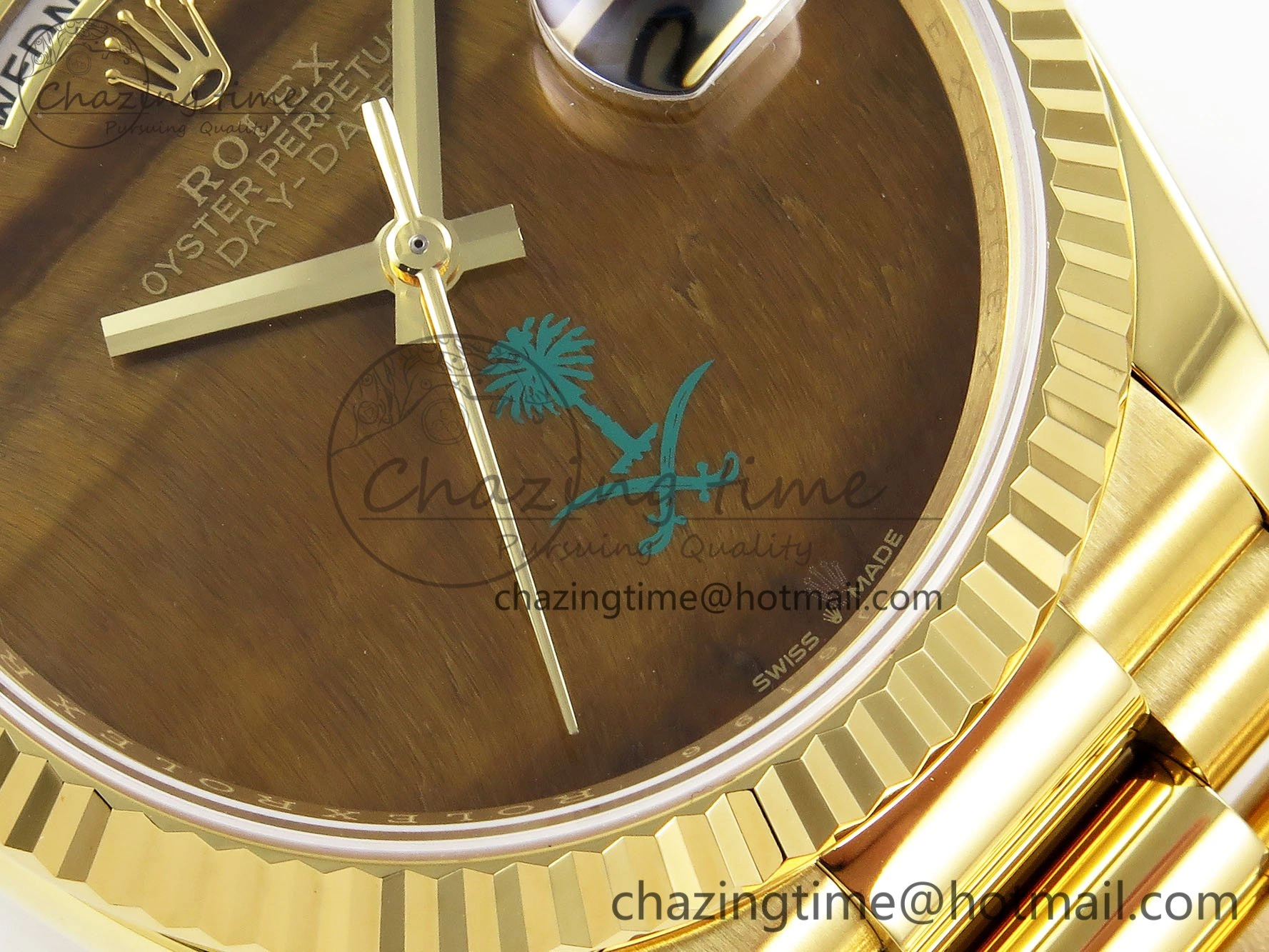 Day Date 36 YG RAF 1:1 Best Edition Brown Oman Dial on YG Bracelet A2836