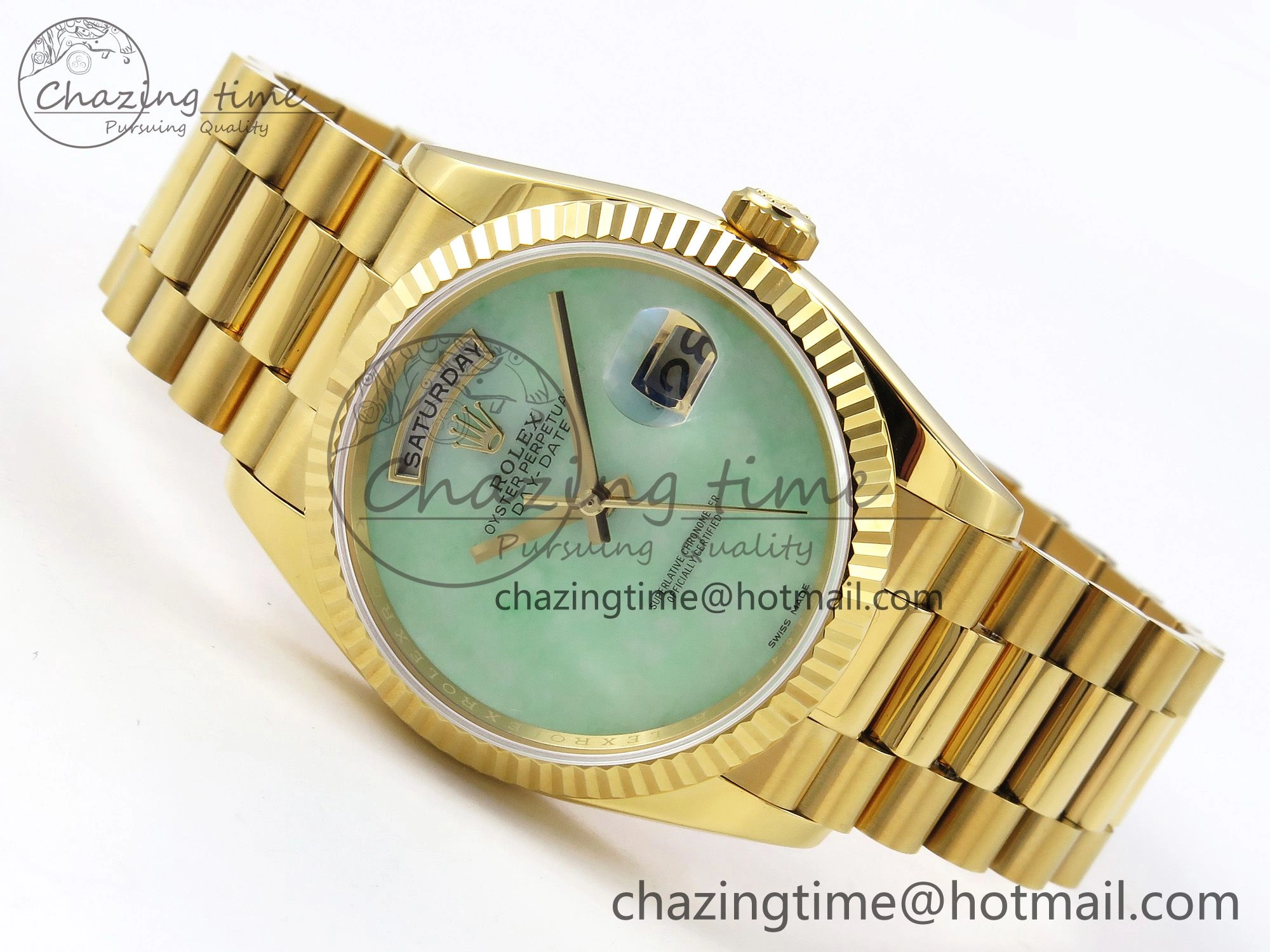 Day Date 36 YG RAF 1:1 Best Edition Green Stone Dial on YG Bracelet A2836