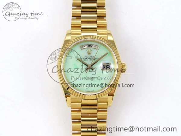 Day Date 36 YG RAF 1:1 Best Edition Green Stone Dial on YG Bracelet A2836
