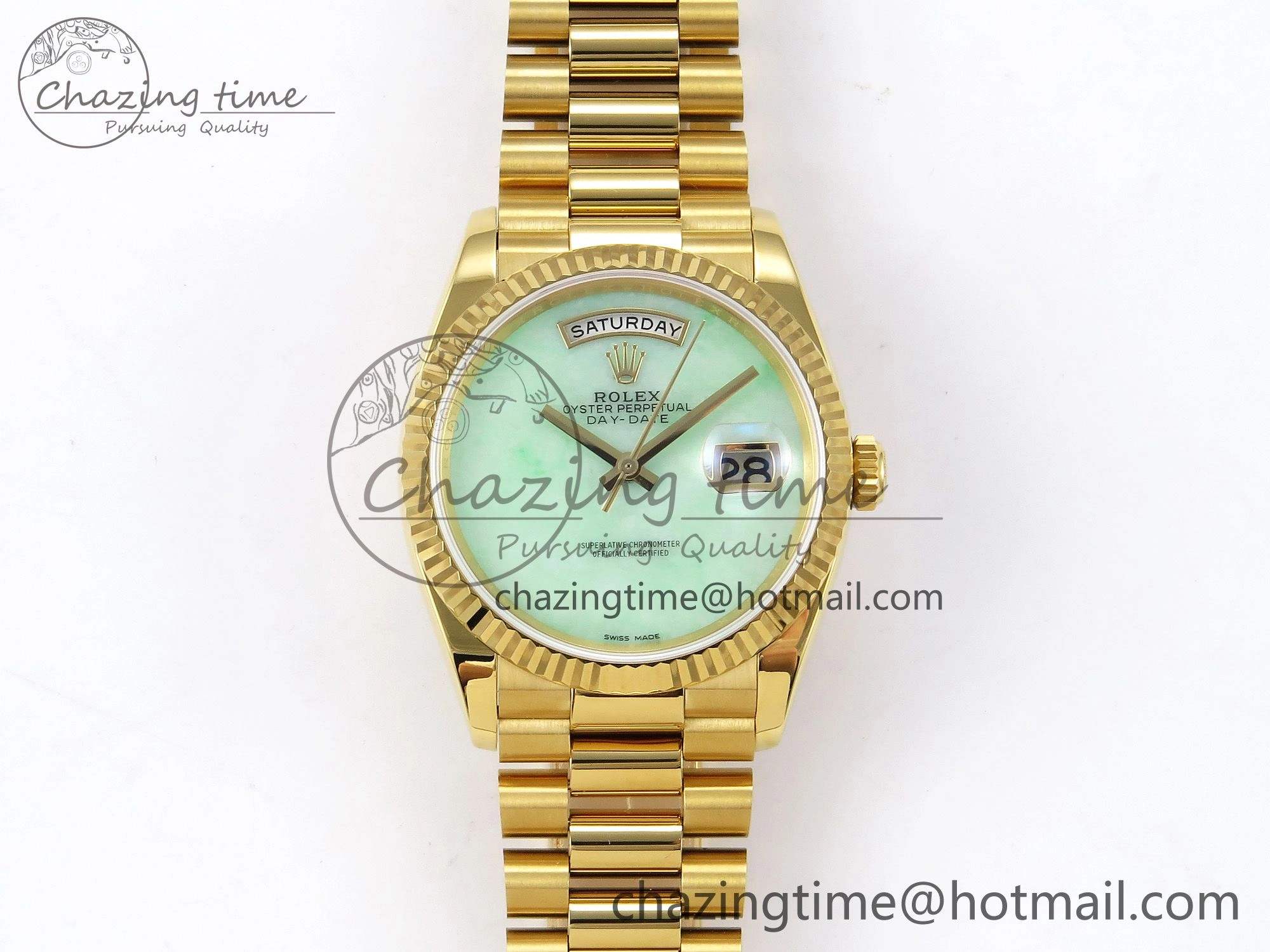 Day Date 36 YG RAF 1:1 Best Edition Green Stone Dial on YG Bracelet A2836