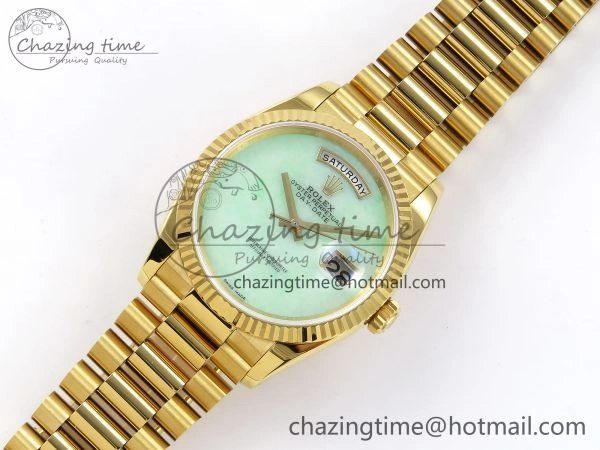 Day Date 36 YG RAF 1:1 Best Edition Green Stone Dial on YG Bracelet A2836