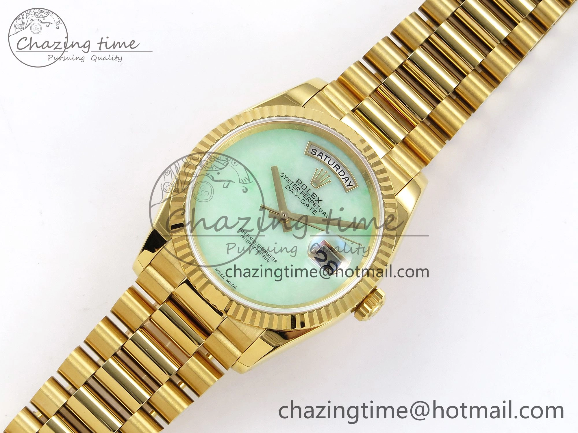 Day Date 36 YG RAF 1:1 Best Edition Green Stone Dial on YG Bracelet A2836