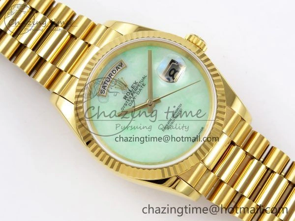 Day Date 36 YG RAF 1:1 Best Edition Green Stone Dial on YG Bracelet A2836