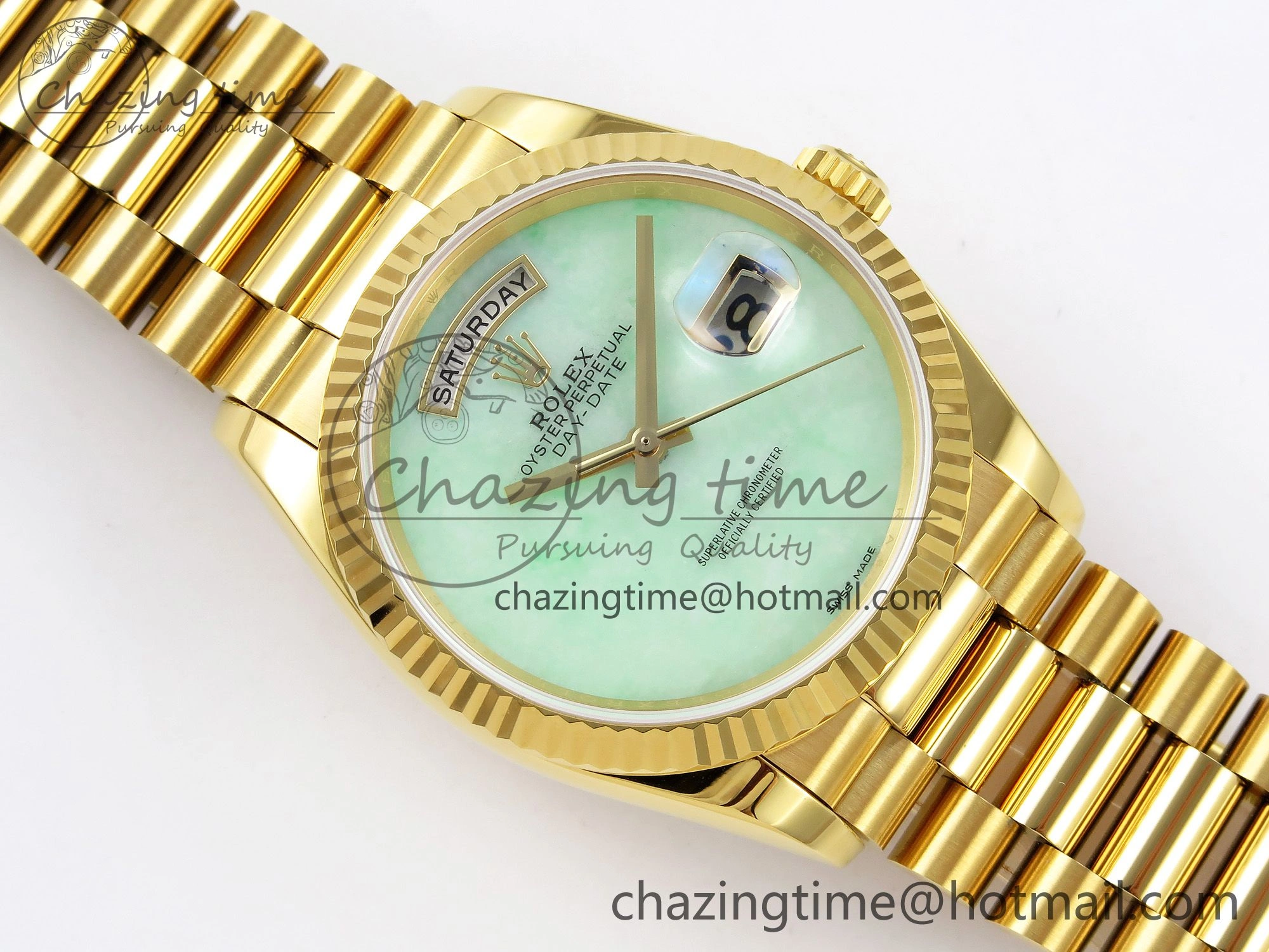 Day Date 36 YG RAF 1:1 Best Edition Green Stone Dial on YG Bracelet A2836
