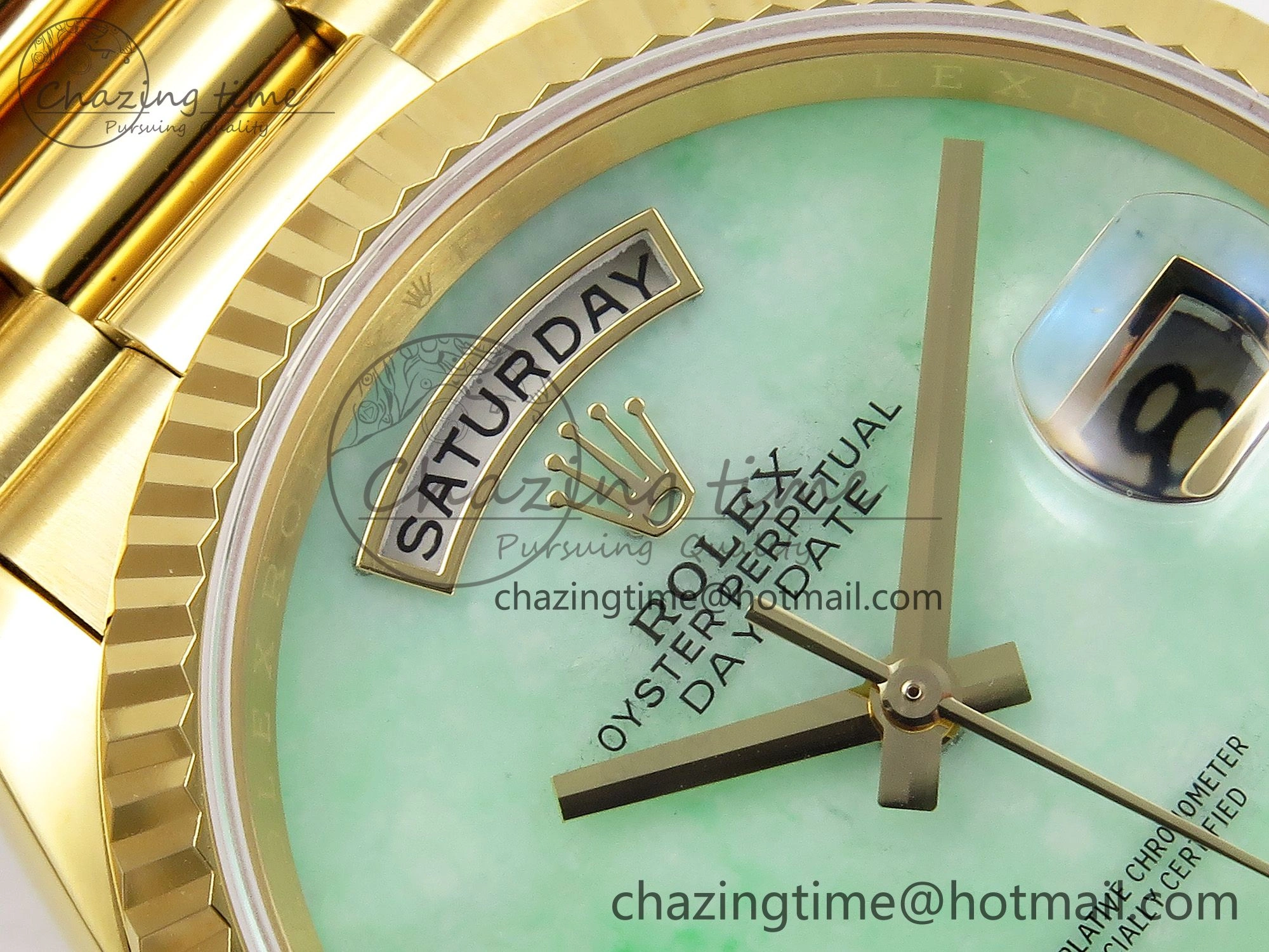 Day Date 36 YG RAF 1:1 Best Edition Green Stone Dial on YG Bracelet A2836
