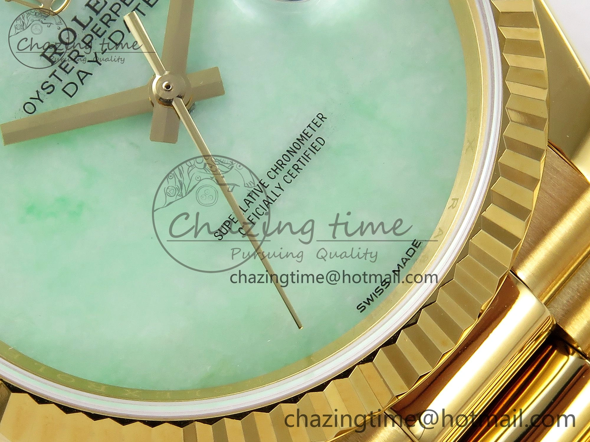 Day Date 36 YG RAF 1:1 Best Edition Green Stone Dial on YG Bracelet A2836