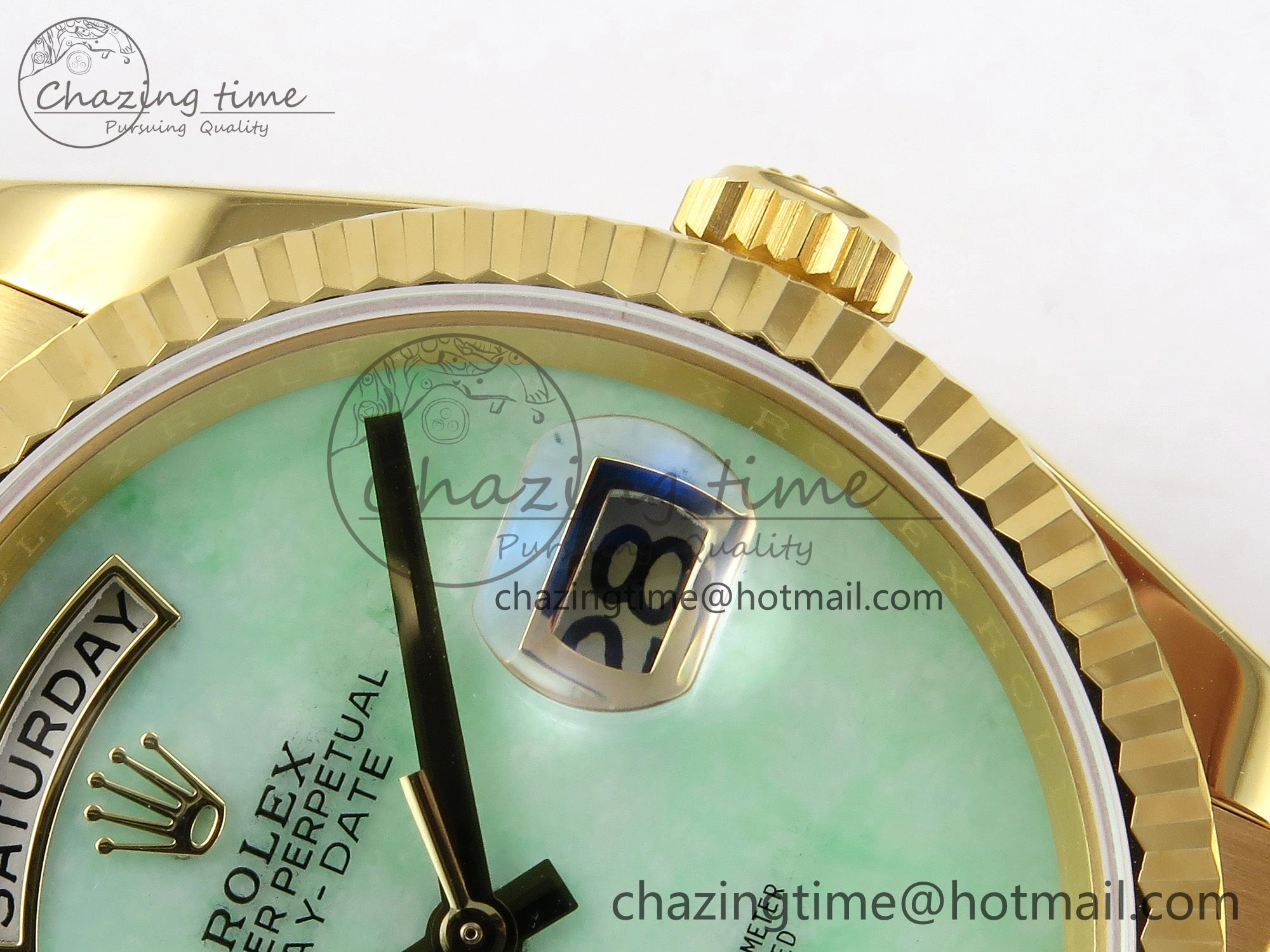 Day Date 36 YG RAF 1:1 Best Edition Green Stone Dial on YG Bracelet A2836