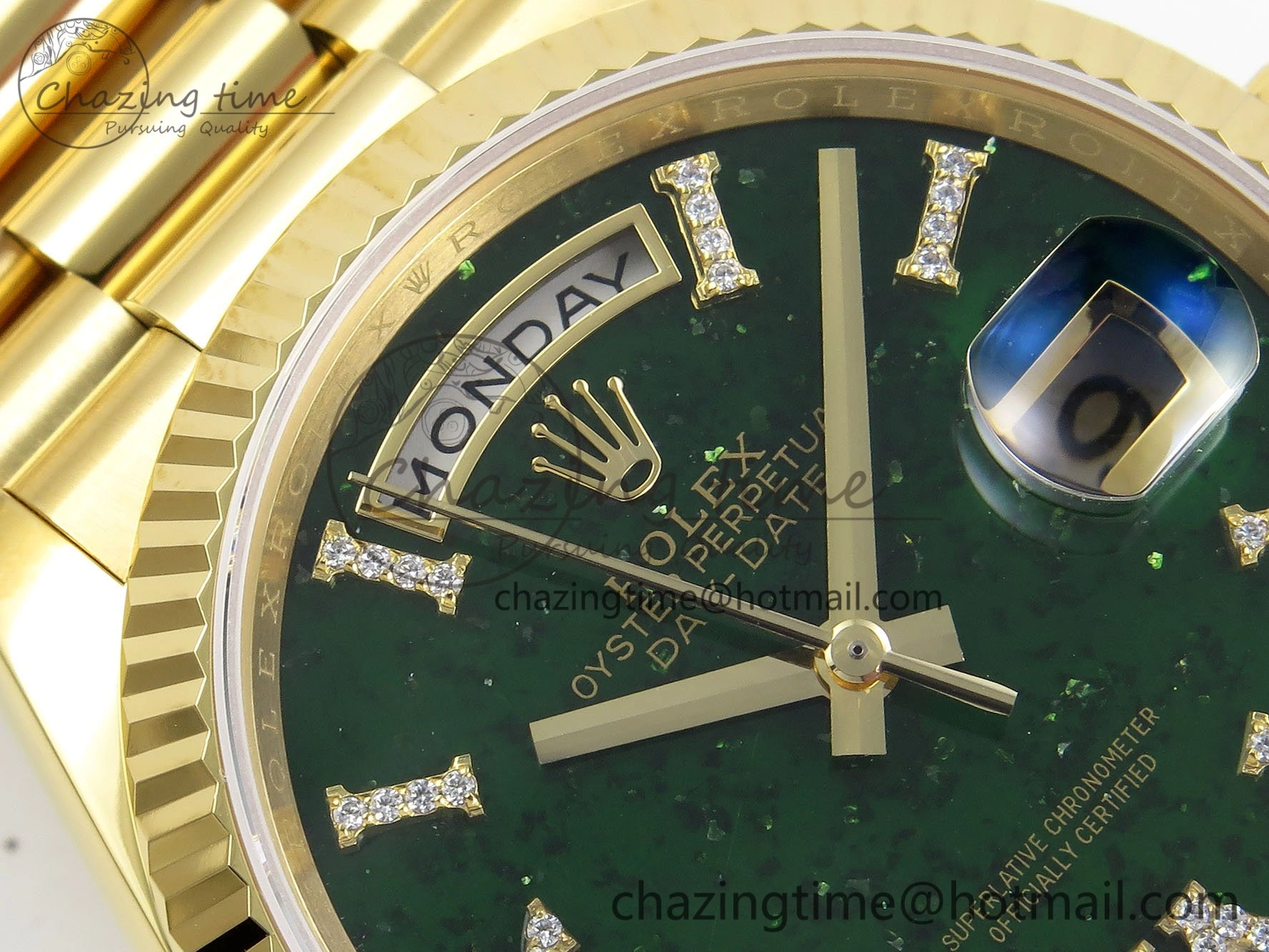 Day Date 36 YG RAF 1:1 Best Edition Green Stone Roman Dial on YG Bracelet A2836