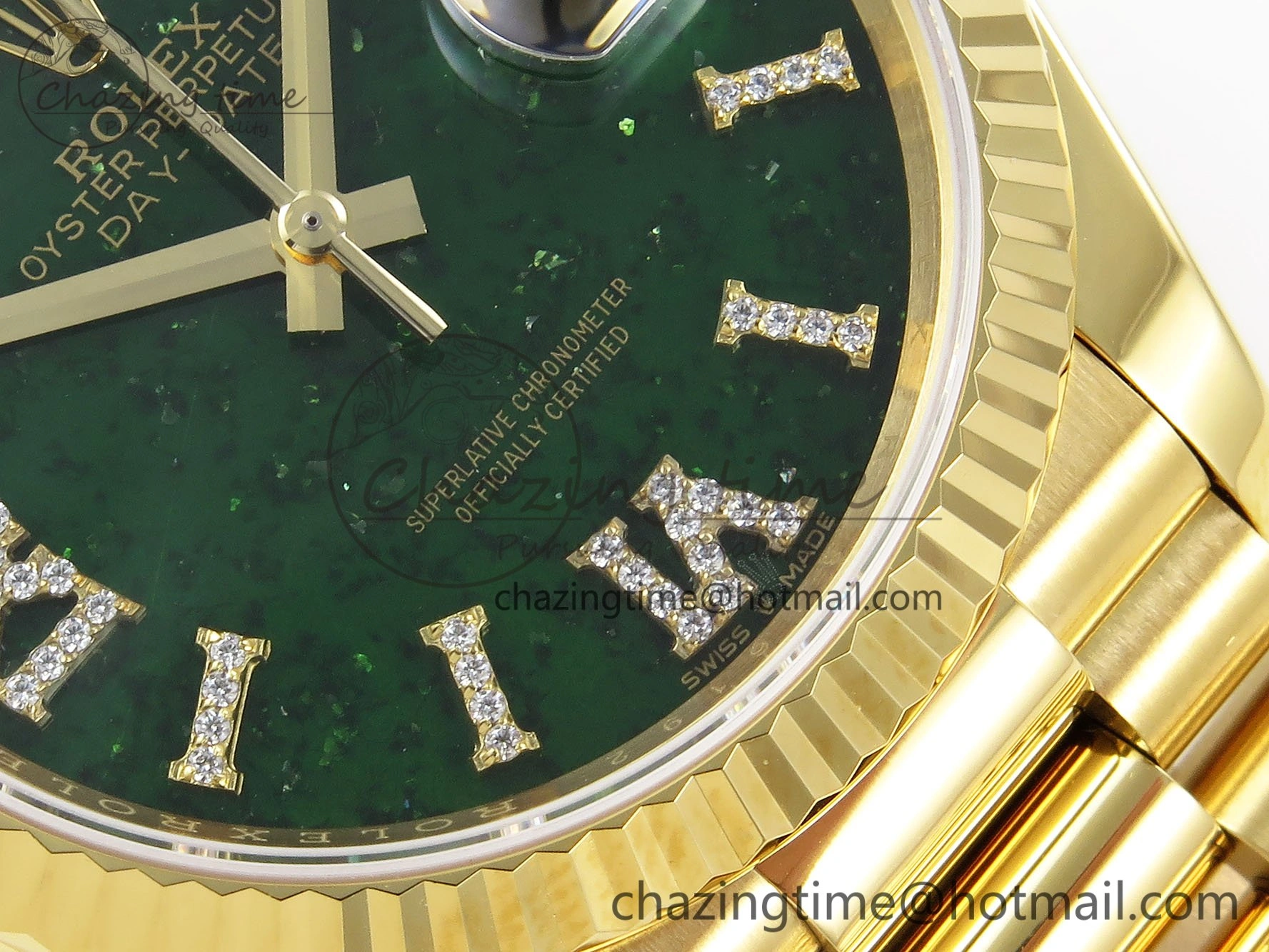 Day Date 36 YG RAF 1:1 Best Edition Green Stone Roman Dial on YG Bracelet A2836