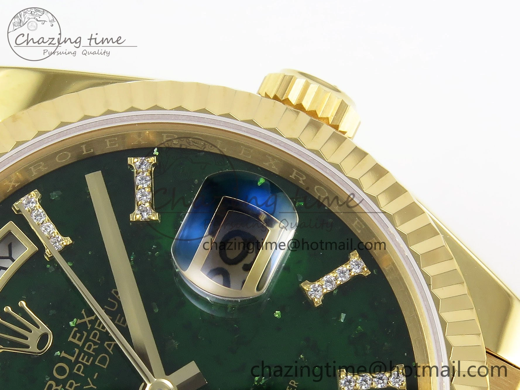 Day Date 36 YG RAF 1:1 Best Edition Green Stone Roman Dial on YG Bracelet A2836