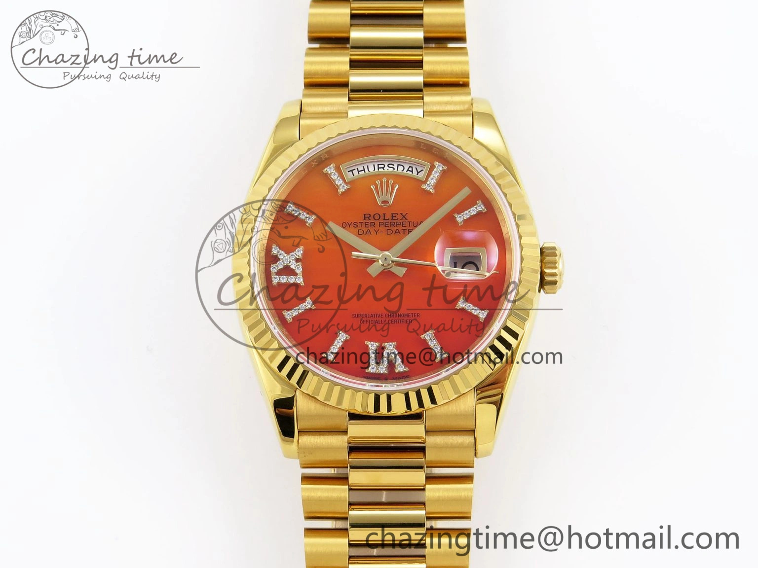 Day Date 36 YG RAF 1:1 Best Edition Red Carnelian Dial on YG Bracelet A2836