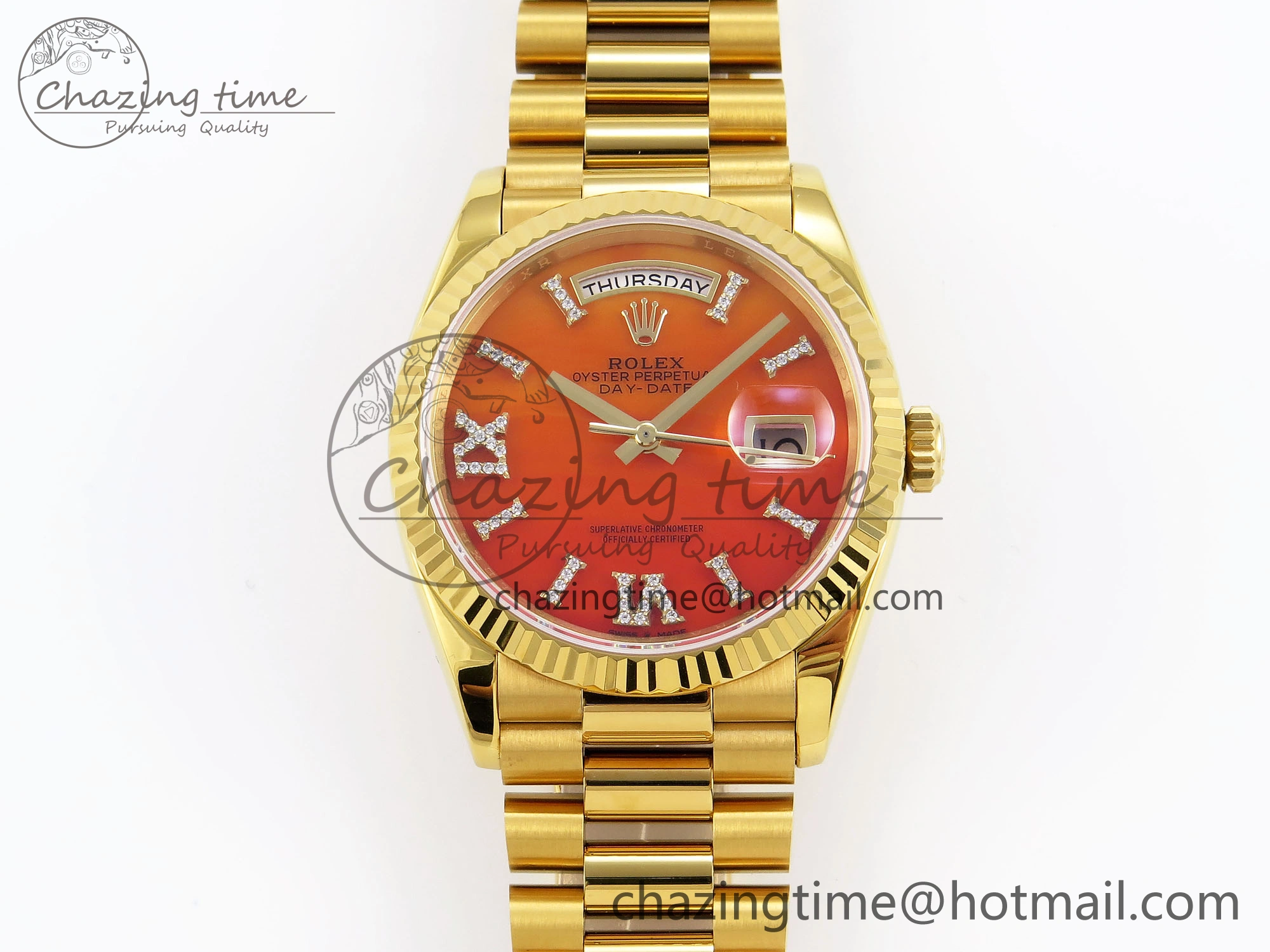Day Date 36 YG RAF 1:1 Best Edition Red Carnelian Dial on YG Bracelet A2836