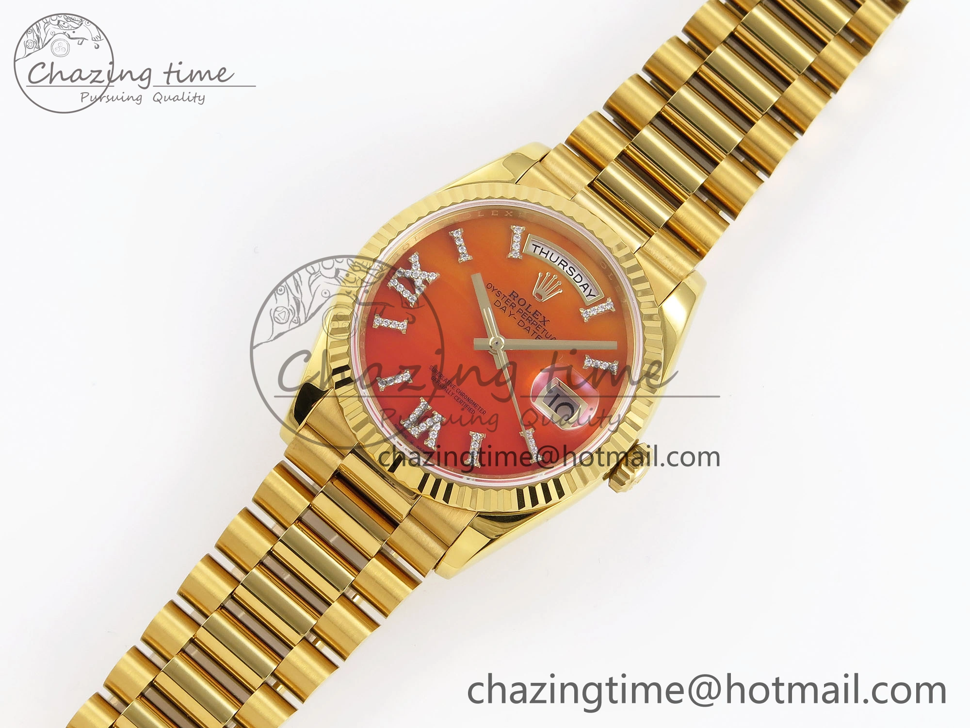 Day Date 36 YG RAF 1:1 Best Edition Red Carnelian Dial on YG Bracelet A2836