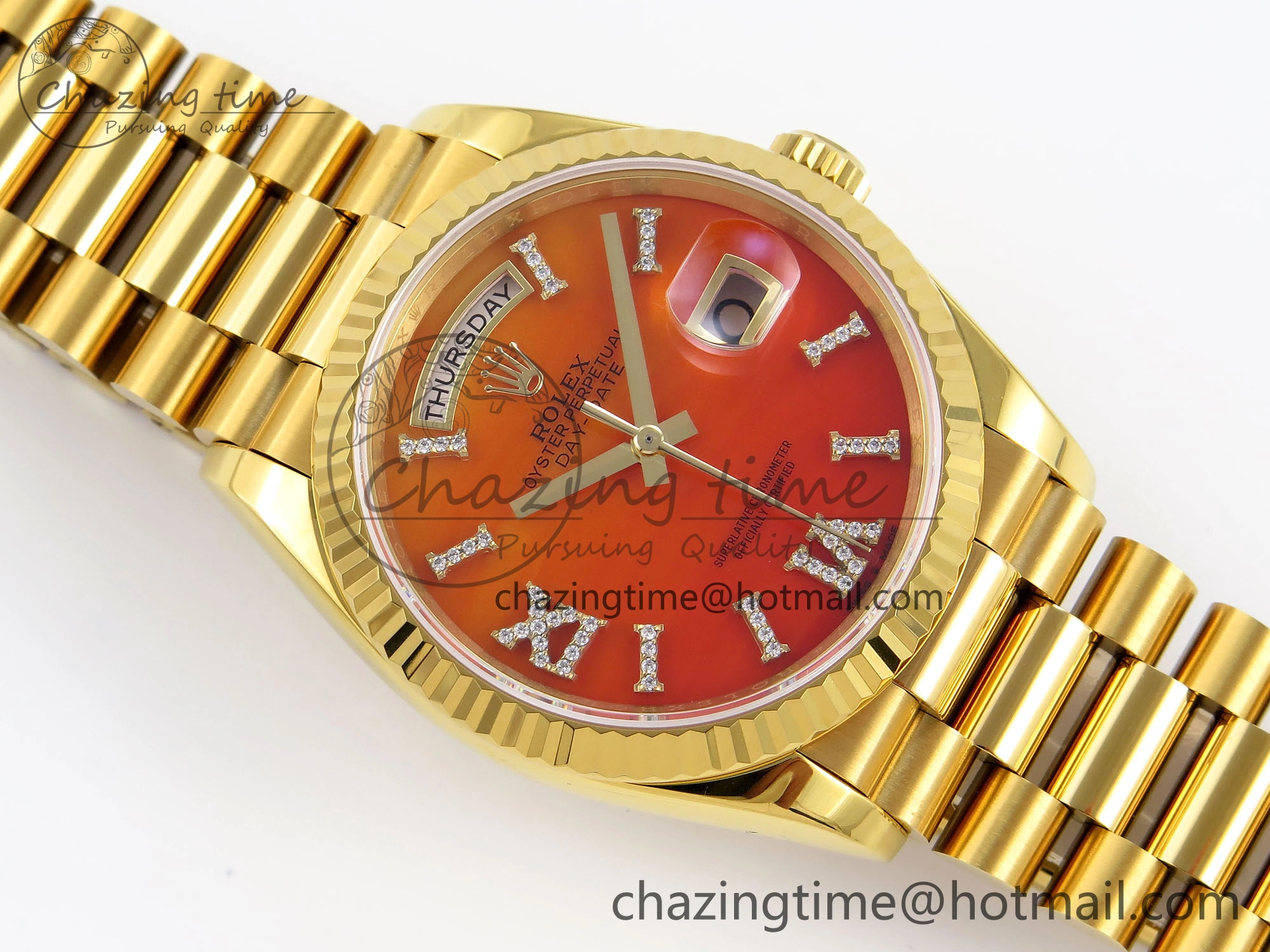 Day Date 36 YG RAF 1:1 Best Edition Red Carnelian Dial on YG Bracelet A2836