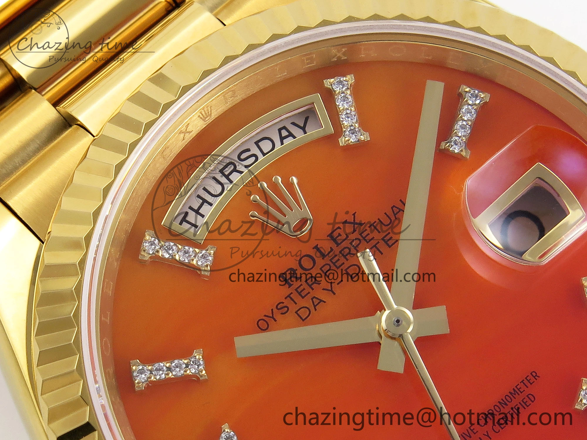 Day Date 36 YG RAF 1:1 Best Edition Red Carnelian Dial on YG Bracelet A2836
