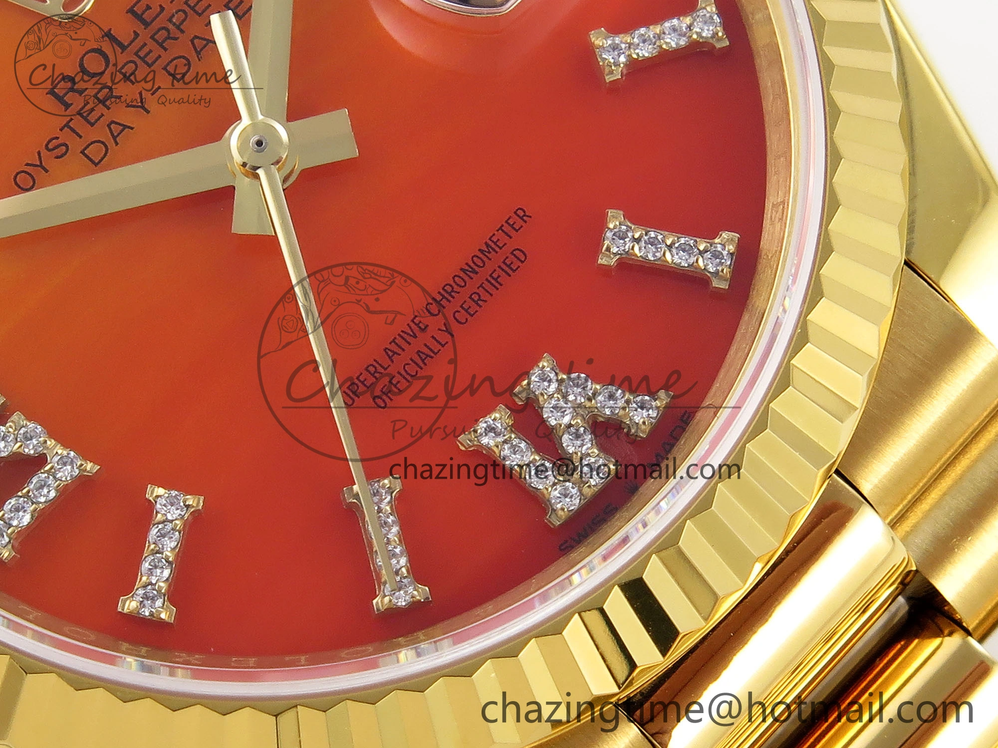 Day Date 36 YG RAF 1:1 Best Edition Red Carnelian Dial on YG Bracelet A2836