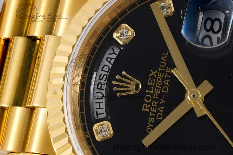 Day Date 36 YG RAF Best Edition Black Diamonds on YG Bracelet A2836