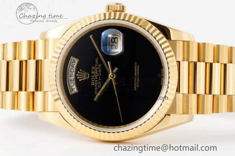 Day Date 36 YG RAF Best Edition Black No Marker on YG Bracelet A2836