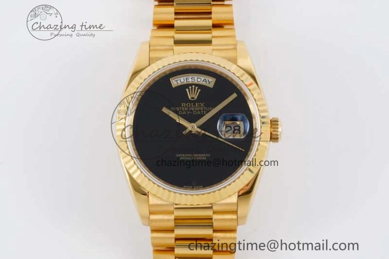 Day Date 36 YG RAF Best Edition Black No Marker on YG Bracelet A2836