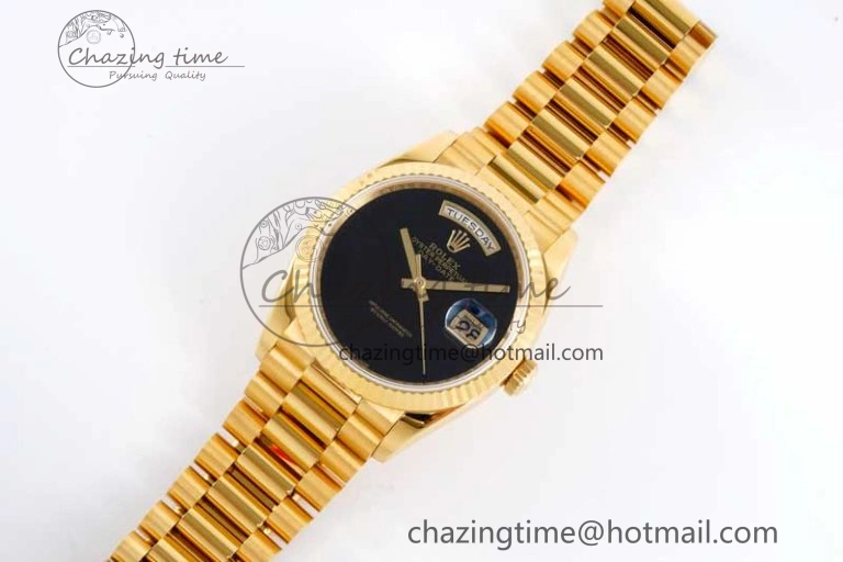 Day Date 36 YG RAF Best Edition Black No Marker on YG Bracelet A2836
