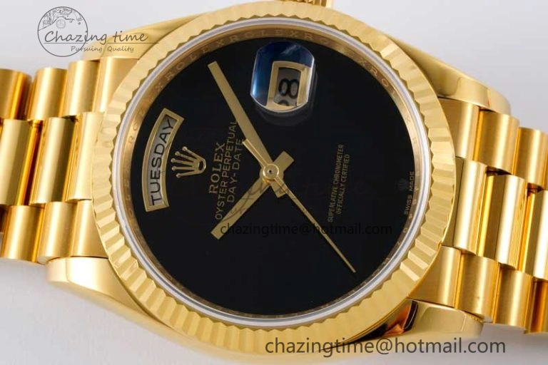 Day Date 36 YG RAF Best Edition Black No Marker on YG Bracelet A2836