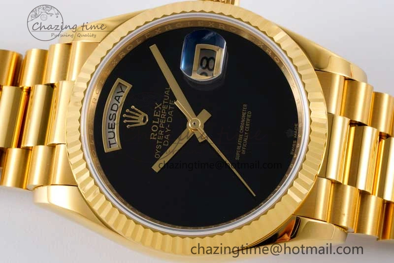 Day Date 36 YG RAF Best Edition Black No Marker on YG Bracelet A2836