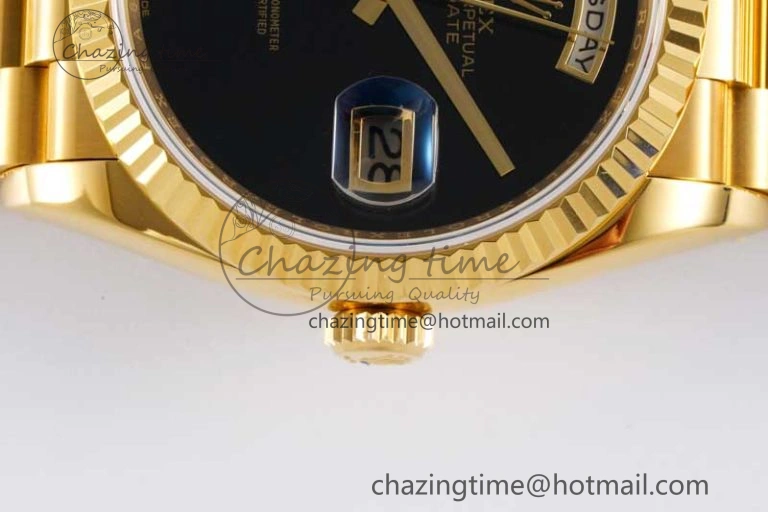 Day Date 36 YG RAF Best Edition Black No Marker on YG Bracelet A2836