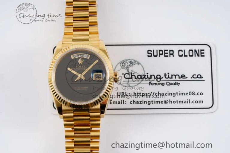 Day Date 36 YG RAF Best Edition Black No Marker on YG Bracelet A2836