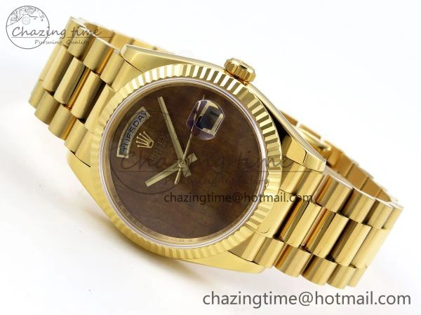 Day Date 36 YG RAF Best Edition Brown Wave Dial on YG Bracelet A2836