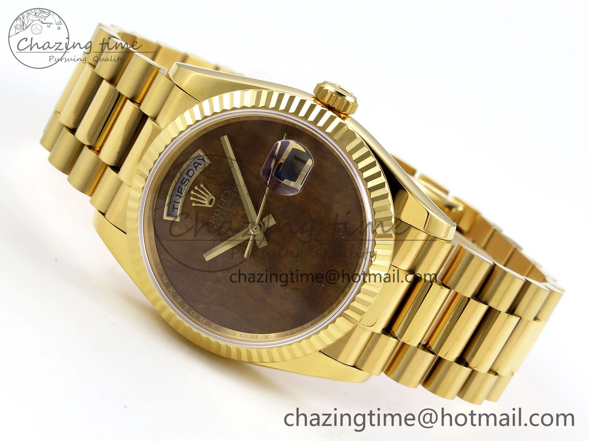 Day Date 36 YG RAF Best Edition Brown Wave Dial on YG Bracelet A2836