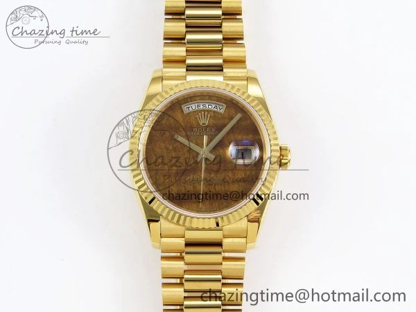 Day Date 36 YG RAF Best Edition Brown Wave Dial on YG Bracelet A2836