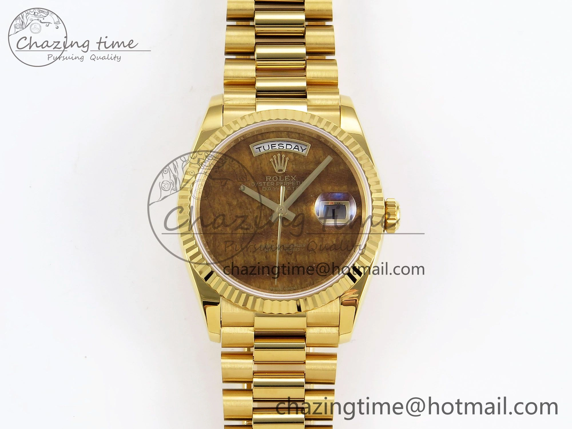 Day Date 36 YG RAF Best Edition Brown Wave Dial on YG Bracelet A2836