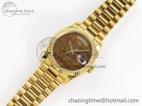 Day Date 36 YG RAF Best Edition Brown Wave Dial on YG Bracelet A2836