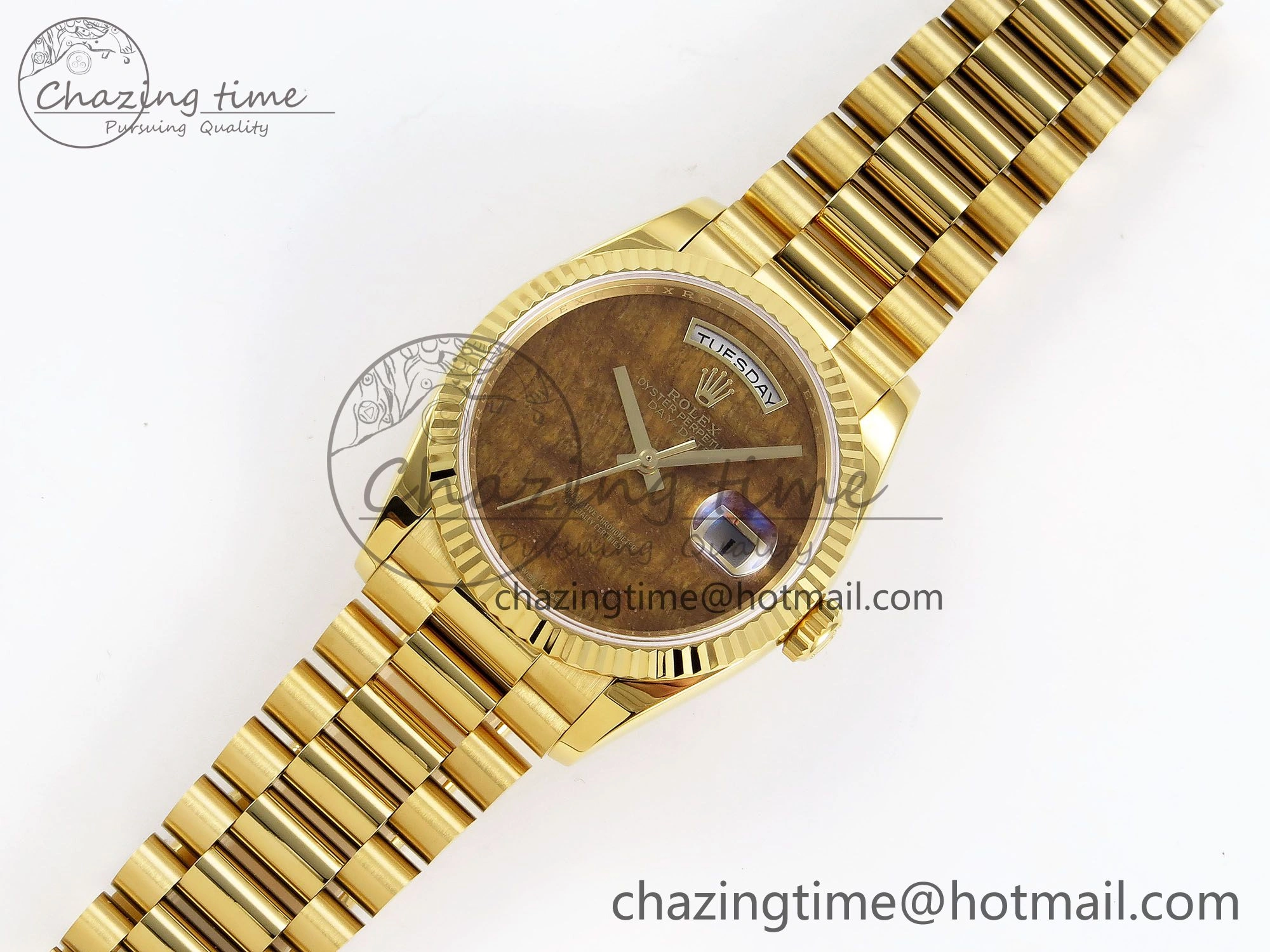 Day Date 36 YG RAF Best Edition Brown Wave Dial on YG Bracelet A2836
