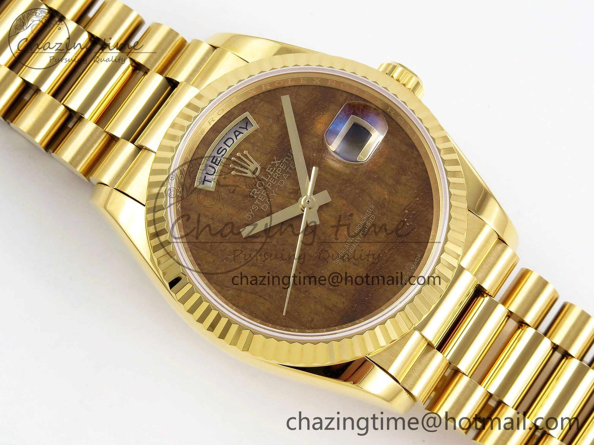 Day Date 36 YG RAF Best Edition Brown Wave Dial on YG Bracelet A2836