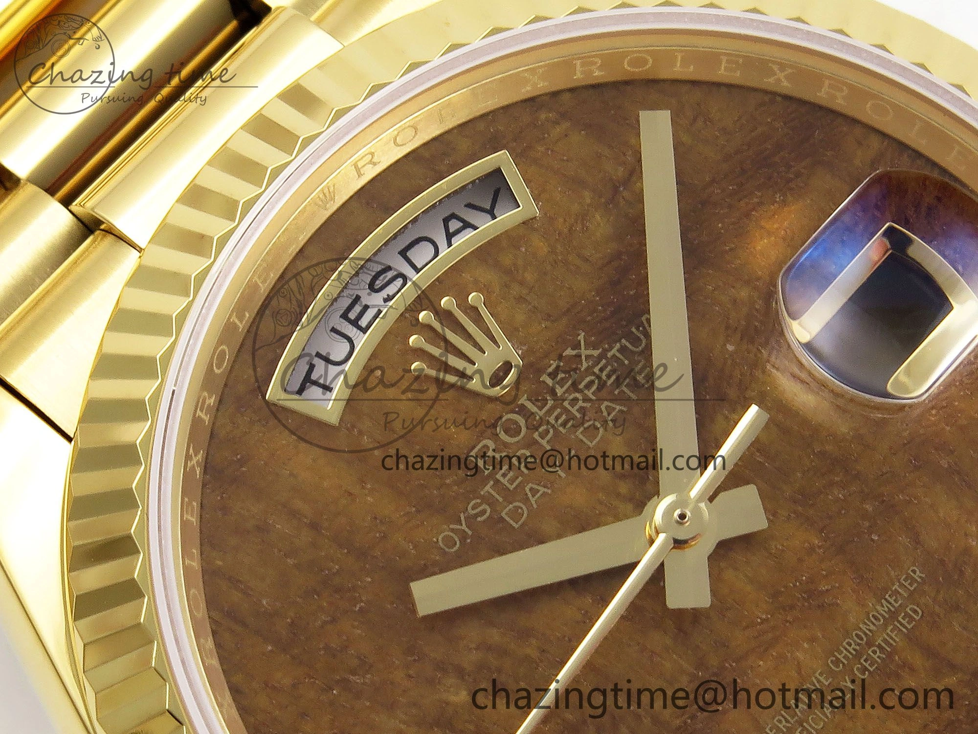 Day Date 36 YG RAF Best Edition Brown Wave Dial on YG Bracelet A2836