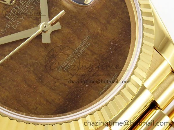 Day Date 36 YG RAF Best Edition Brown Wave Dial on YG Bracelet A2836