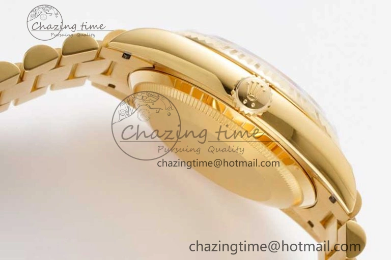 Day Date 36 YG RAF Best Edition Brown Wave Dial on YG Bracelet A2836